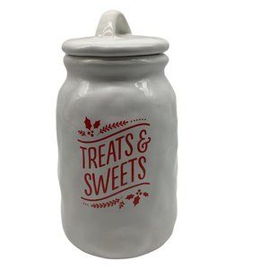 Hallmark Treats and Sweets Holiday White Ceramic Cookie Jar with Lid